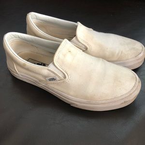 Vans White Slip ons